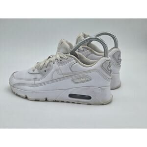 Nike Air Max 90 LTR GS Triple White Girls Sneakers Size 3Y CD6864-100